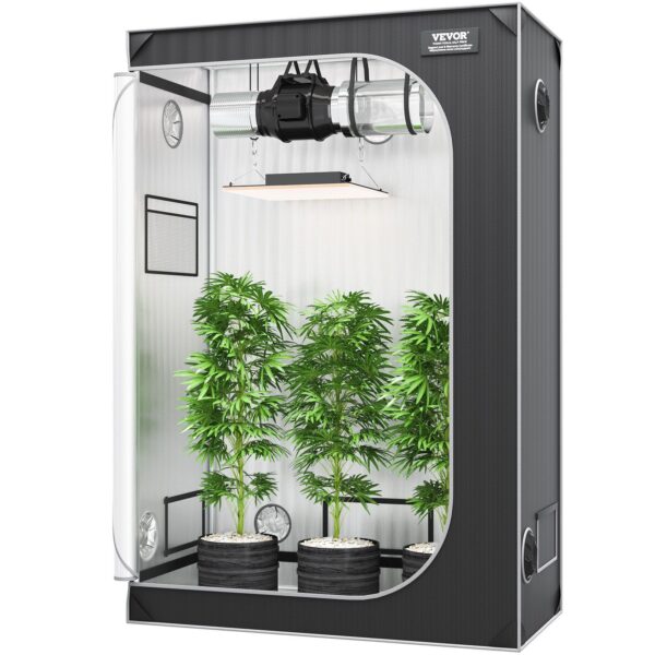 VEVOR 2x4 Grow Tent, 48'' x 24'' x 72'', High Reflective 2000D Mylar Hydroponic Growing Tent with Observation Window, Tool Bag and Floor Tray for Indoor Plants Growing - Image 8